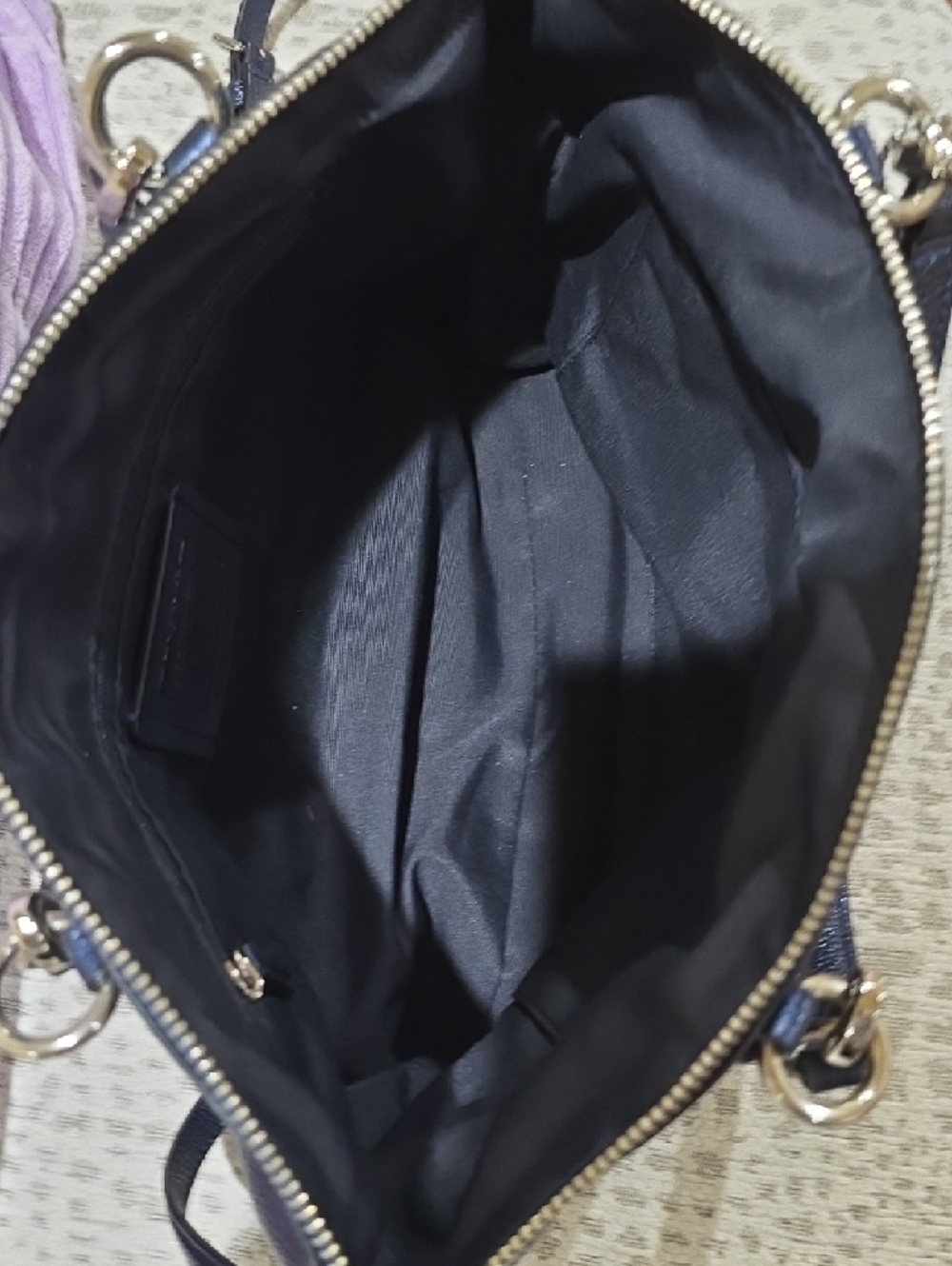 Coach Pebbled Leather Shoulder Satchel - Metallic Navy Blue - Picture 10 of 15